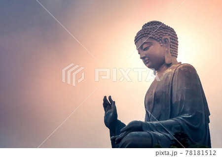 Big Buddha, Lantau Island at sunset, Hong Kong Big Buddha, Lantau Island at sunset, Hong Kong 78181512