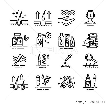 Hair Loss Sign Thin Line Icon Set. Vector Hair Loss Sign Thin Line Icon Set. Vector 78181544
