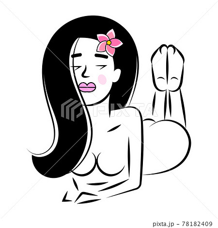 Vector set stylized beautiful women silhouettes black Vector set stylized beautiful women silhouettes black 78182409