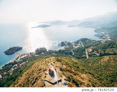 Church Sveti Savva near island Sveti Stefan. 78182520
