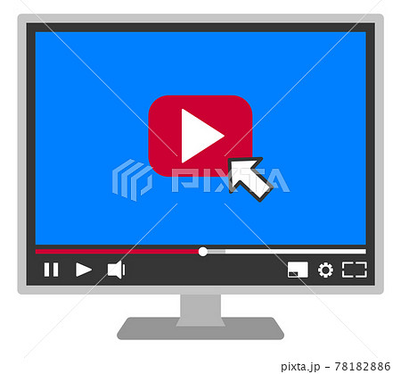 動画を再生するパソコンの画面のイラスト素材 7816