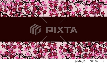 Floral greeting banner with beautiful pink blossom flowers branch Sakura. Burguny colors Background with copy space text on Cherry Twig In Bloom.Postcard good for wedding invitation, Mother,Women day 78182997