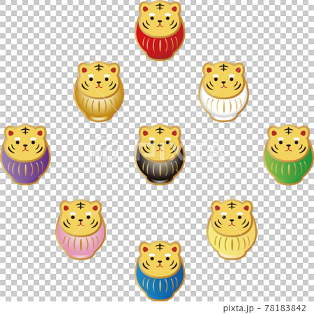 Tiger Year Tiger Tiger Tiger Daruma New Year New Year's Card Material Illustration Set Tiger Year Tiger Tiger Tiger Daruma New Year New Year's Card Material Illustration Set 78183842