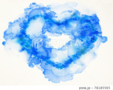 アルコールインクで描いたブルーハートのフレーム 78185565