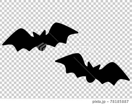 蝙蝠二匹ののシルエットのイラスト素材のイラスト素材