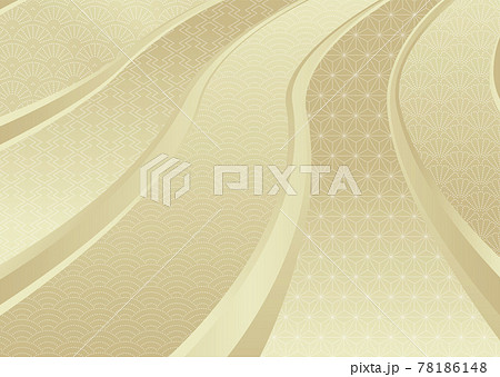 和風イメージ.金色の伝統柄のライン背景素材. 78186148