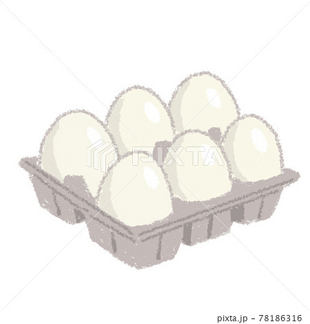 パック卵 卵 たまご 玉子 イラスト 手描き クレヨンのイラスト素材