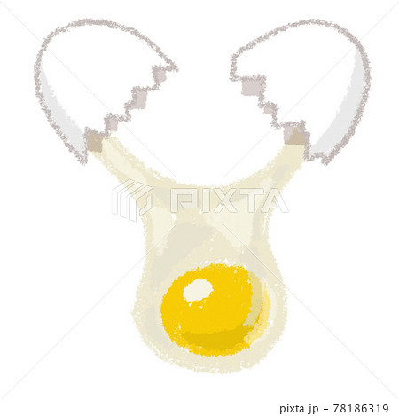 卵を割る 卵 生卵 イラスト 手描き クレヨンのイラスト素材