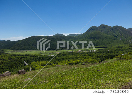 《大分県 九重連山》泉水山登山道から新緑の長者原 78186346