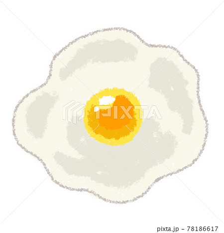 目玉焼き イラスト 手描き クレヨンのイラスト素材
