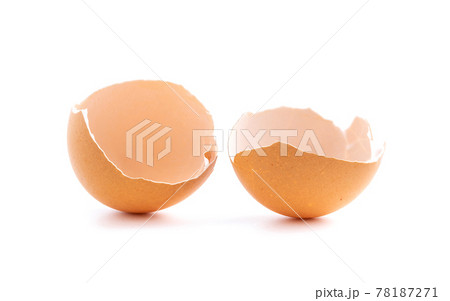 Broken eggshell like a new birth isolated on white background 78187271
