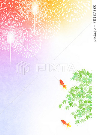 金魚 花火 暑中見舞い 背景のイラスト素材 金魚 花火 暑中見舞い 背景のイラスト素材