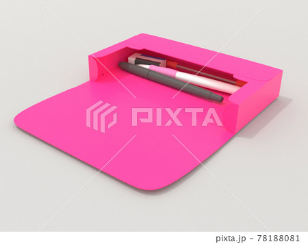 開いたペンケース 中身あり のイラスト素材