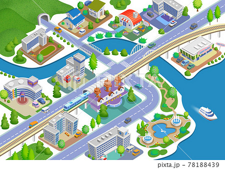 スマートシティの町並みイラスト　バリエーションあり 78188439