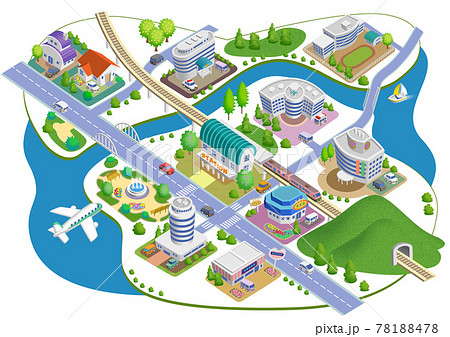 スマートシティの町並みイラスト　バリエーションあり 78188478