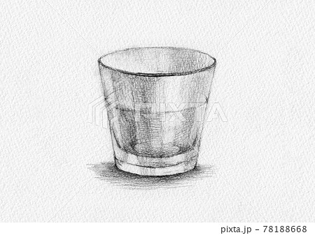 鉛筆デッサン スケッチ 静物 絵 イラスト グラスのイラスト素材