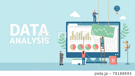 データ分析 マーケティング 株価 コンセプト ベクターバナーイラストのイラスト素材