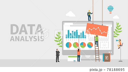 データ分析 マーケティング 株価 コンセプト ベクターバナーイラストのイラスト素材
