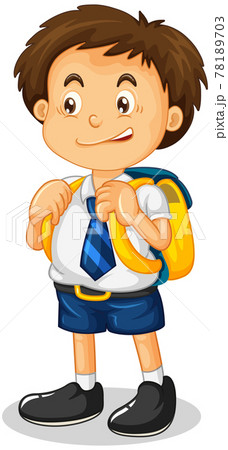 Little boy cartoon character wearing student uniform 78189703