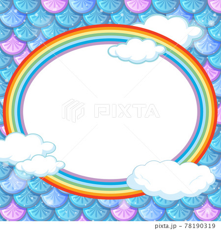Oval frame template on blue fish scales background Oval frame template on blue fish scales background 78190319