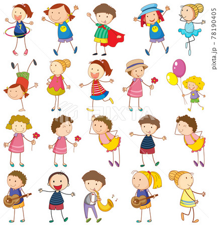 Set of different kids in doodle style Set of different kids in doodle style 78190405