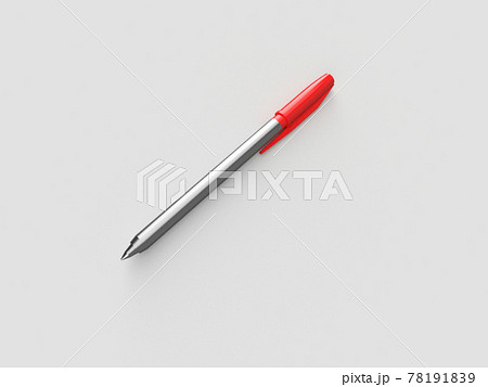 フタが開いた赤いボールペン（キャップ型） 78191839