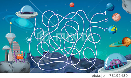 Maze game with space theme template Maze game with space theme template 78192489