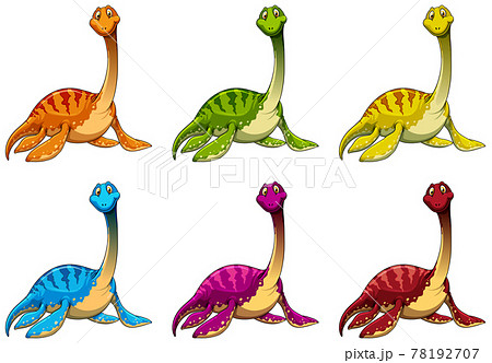 Set pliosaurus dinosaur cartoon character 78192707