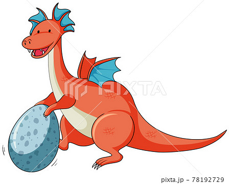 Simple Cartoon Character Of Dragon Holding Egg のイラスト素材