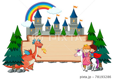 Blank wooden banner with fantasy cartoon character isolated Blank wooden banner with fantasy cartoon character isolated 78193286