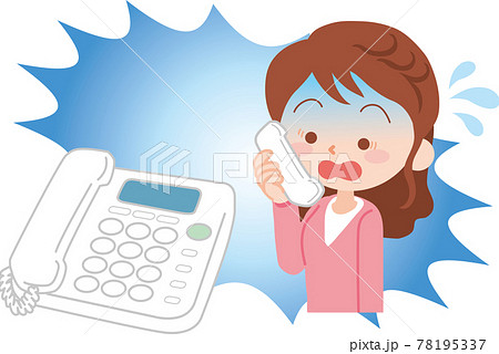 電話で青ざめる女性 78195337