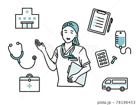 案内をする女性医師　医療アイコン 78196453