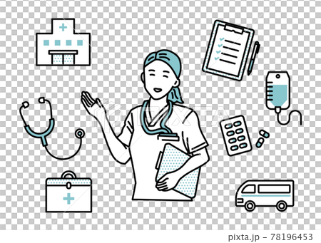 案内をする女性医師　医療アイコン 78196453