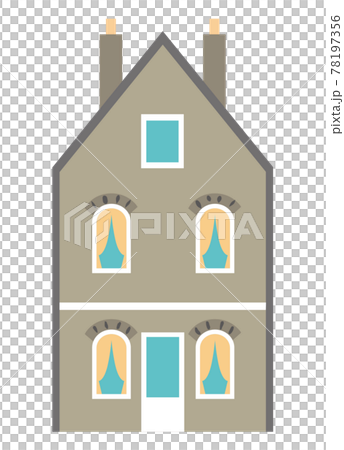 A gray European-style house with a triangular roof A gray European-style house with a triangular roof 78197356