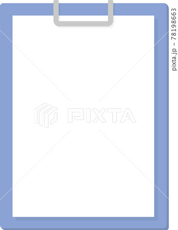 白い紙を挟んだ青いクリップボード 78198663