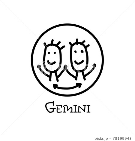 Gemini zodiac sign in circular frame. Contour icon Gemini zodiac sign in circular frame. Contour icon 78199943