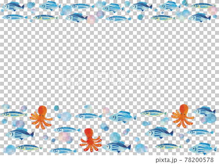 水彩風 海の生き物フレーム 水彩風 海の生き物フレーム 78200578