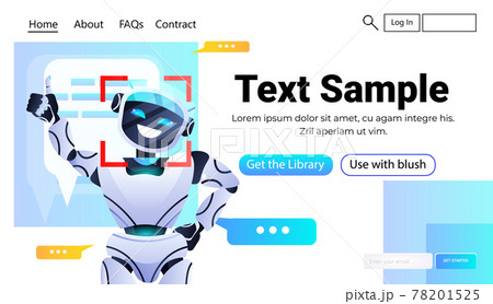man discussing with robot chatbot assistant detection and identification facial recognition system artificial intelligence 78201525