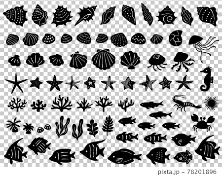 海洋生物剪影圖標集 海洋生物剪影圖標集 78201896