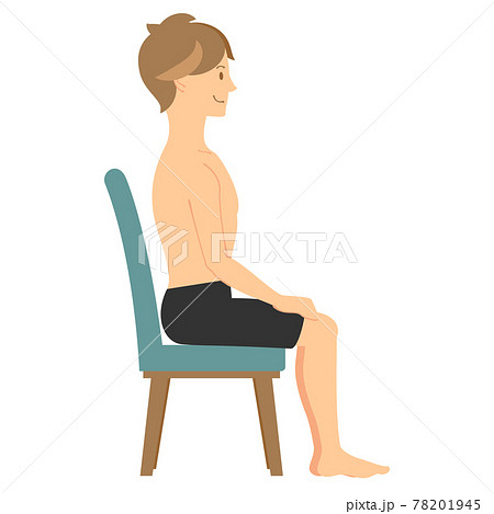 正しい姿勢で座る男性のイラスト素材
