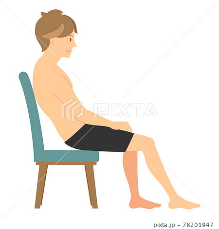 悪い姿勢で座る男性のイラスト素材