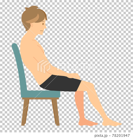 悪い姿勢で座る男性 78201947