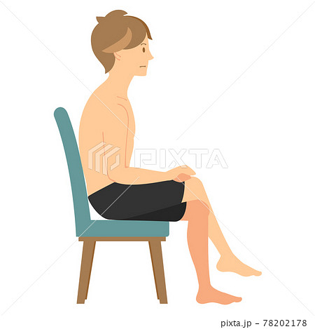 悪い姿勢で座る男性のイラスト素材