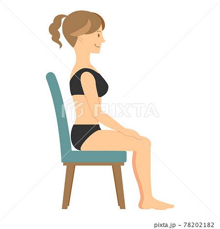正しい姿勢で座る女性のイラスト素材 7021