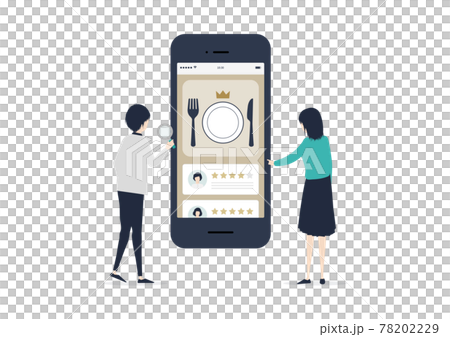 Check the word-of-mouth on the gourmet site Illustration material of Japanese couple 78202229