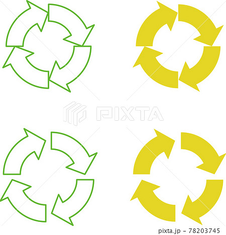 円状に並んだ線で描かれた矢印イラスト カラー ライン のイラスト素材