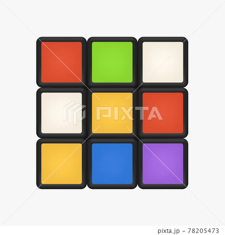 unsolved rubik cube front view on white 78205473