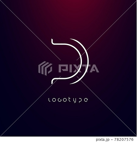 Futurism style letter D. Minimalist type for modern futuristic logo, elegant cyber tech monogram, digital device and hud graphic. Minimal style symbol, vector design 78207576