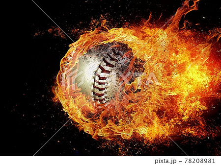燃える炎の野球ボールのイラスト素材 7081