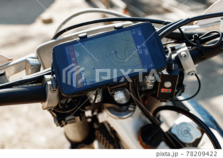 Close-up details of cross motorcycle parked on ground 78209422